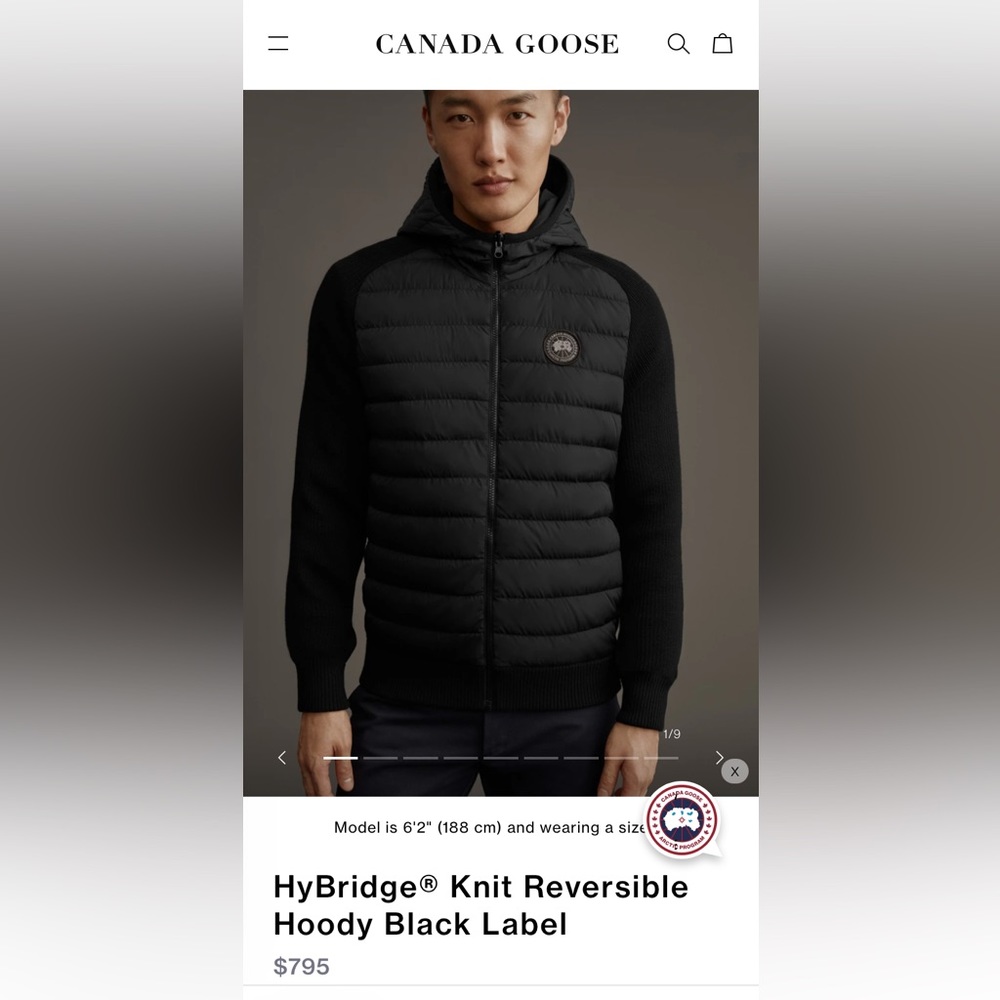 Mens Canada Goose Hybridge Knit Reversible Hoody